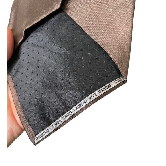 NWT YSL Rive Gauche Brown 100% Silk Necktie - Picture 8 of 13